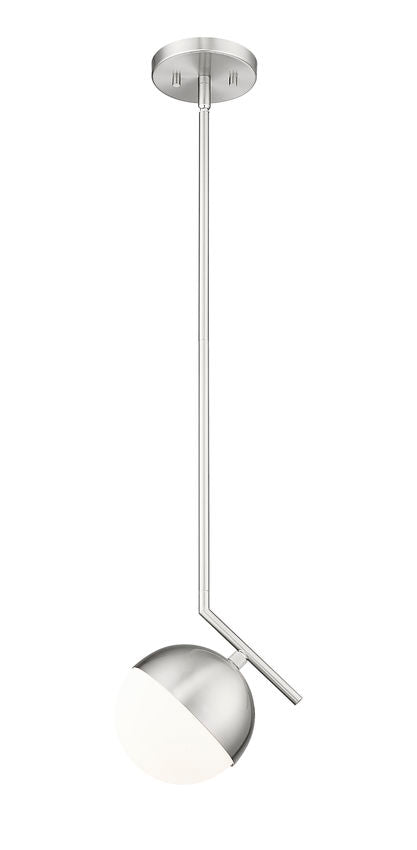 Z-Lite Realm Sphere 9" 1-Light Medium Base Brushed Nickel Steel Matte Opal Glass Shade Pendant Lighting
