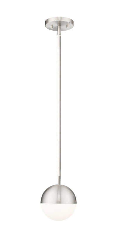 Z-Lite Realm Sphere 9" 1-Light Medium Base Brushed Nickel Steel Matte Opal Glass Shade Pendant Lighting