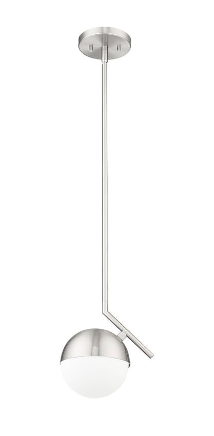 Z-Lite Realm Sphere 9" 1-Light Medium Base Brushed Nickel Steel Matte Opal Glass Shade Pendant Lighting