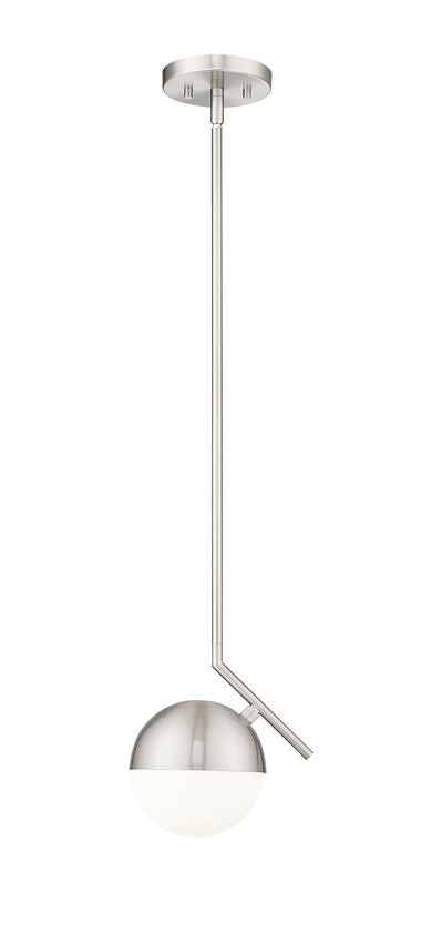 Z-Lite Realm Sphere 9" 1-Light Medium Base Brushed Nickel Steel Matte Opal Glass Shade Pendant Lighting