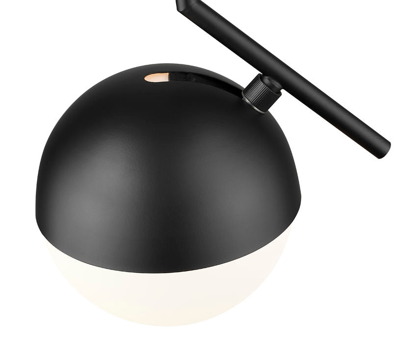 Z-Lite Realm Sphere 9" 1-Light Medium Base Matte Black Steel Matte Opal Glass Shade Pendant Lighting