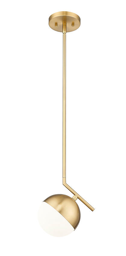 Z-Lite Realm Sphere 9" 1-Light Medium Base Modern Gold Steel Matte Opal Glass Shade Pendant Lighting