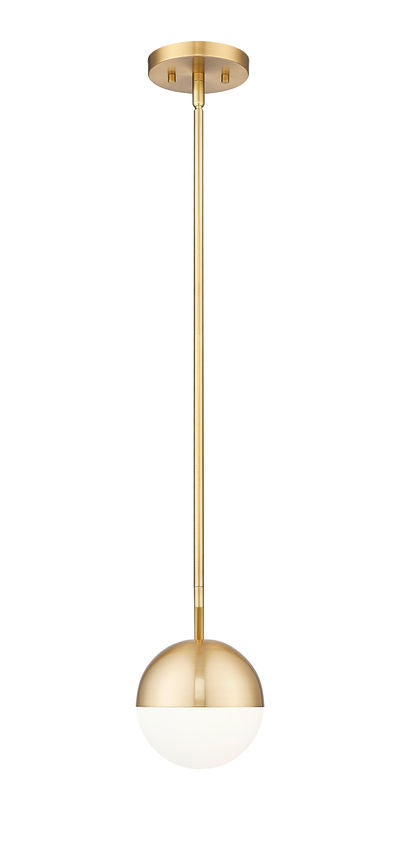 Z-Lite Realm Sphere 9" 1-Light Medium Base Modern Gold Steel Matte Opal Glass Shade Pendant Lighting