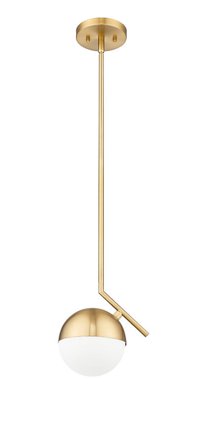 Z-Lite Realm Sphere 9" 1-Light Medium Base Modern Gold Steel Matte Opal Glass Shade Pendant Lighting