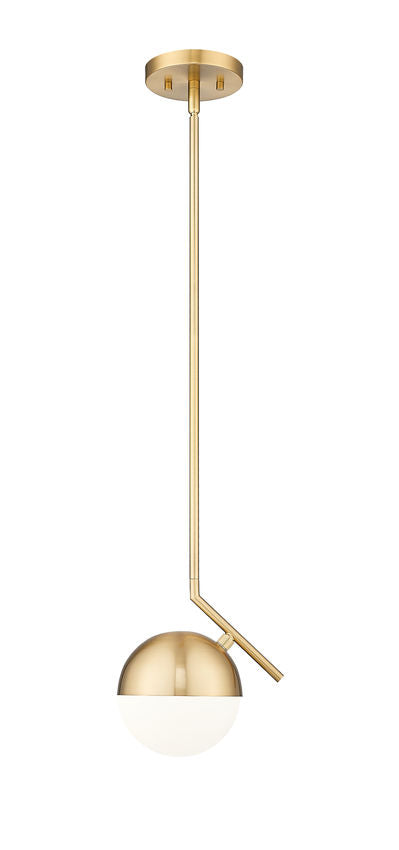 Z-Lite Realm Sphere 9" 1-Light Medium Base Modern Gold Steel Matte Opal Glass Shade Pendant Lighting