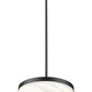Z-Lite Renaud 13" 1-Light LED-Integrated Matte Black Steel Frame Feathered White Glass Shade Pendant Light