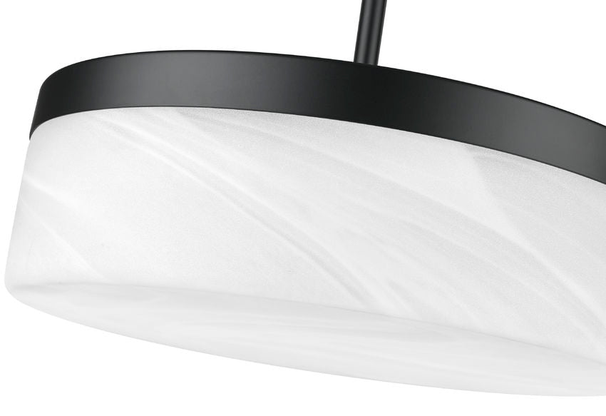 Z-Lite Renaud 13" 1-Light LED-Integrated Matte Black Steel Frame Feathered White Glass Shade Pendant Light