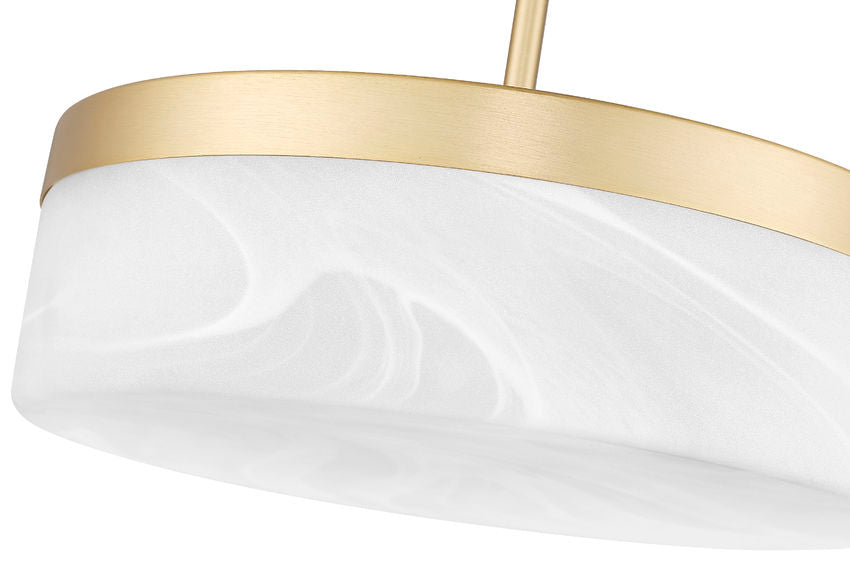 Z-Lite Renaud 13" 1-Light LED-Integrated Modern Gold Steel Frame Feathered White Glass Shade Pendant Light