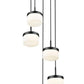 Z-Lite Renaud 16" 5-Light LED-Integrated Matte Black Steel Frame Feathered White Glass Shade Chandelier