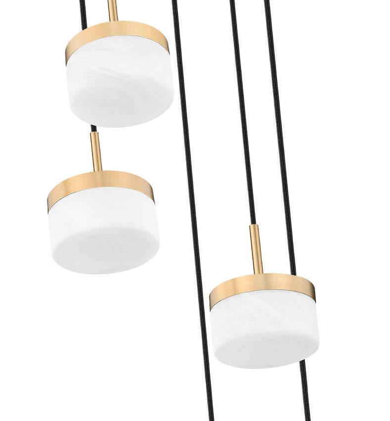 Z-Lite Renaud 16" 5-Light LED-Integrated Modern Gold Steel Frame Feathered White Glass Shade Chandelier