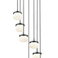 Z-Lite Renaud 21" 7-Light LED-Integrated Matte Black Steel Frame Feathered White Glass Shade Chandelier