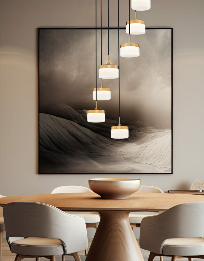 Z-Lite Renaud 21" 7-Light LED-Integrated Modern Gold Steel Frame Feathered White Glass Shade Chandelier