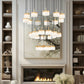 Z-Lite Renaud 41" 27-Light LED-Integrated Modern Gold Steel Frame Feathered White Glass Shade Chandelier
