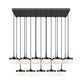 Z-Lite Renaud 47" 17-Light LED-Integrated Matte Black Steel Frame Feathered White Glass Shade Linear Chandelier