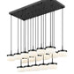 Z-Lite Renaud 47" 17-Light LED-Integrated Matte Black Steel Frame Feathered White Glass Shade Linear Chandelier