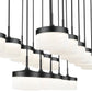 Z-Lite Renaud 47" 17-Light LED-Integrated Matte Black Steel Frame Feathered White Glass Shade Linear Chandelier