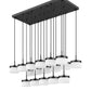 Z-Lite Renaud 47" 17-Light LED-Integrated Matte Black Steel Frame Feathered White Glass Shade Linear Chandelier