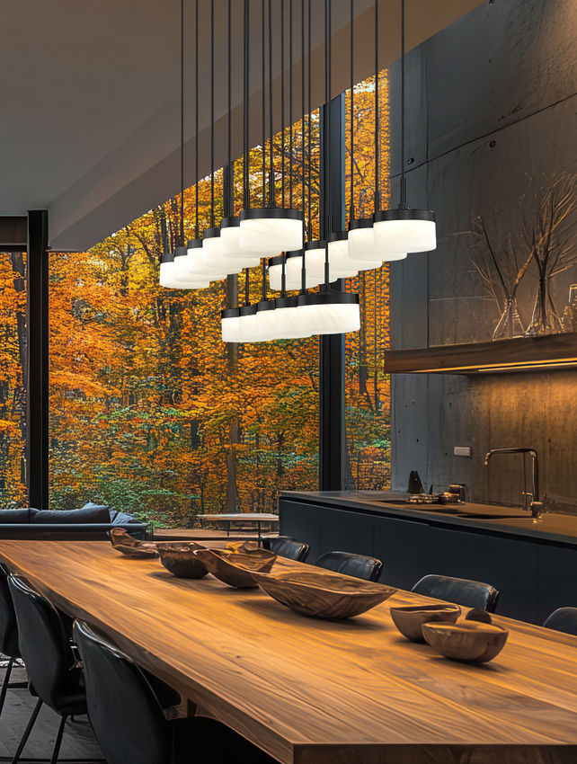 Z-Lite Renaud 47" 17-Light LED-Integrated Matte Black Steel Frame Feathered White Glass Shade Linear Chandelier
