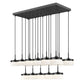 Z-Lite Renaud 47" 17-Light LED-Integrated Matte Black Steel Frame Feathered White Glass Shade Linear Chandelier