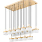 Z-Lite Renaud 47" 17-Light LED-Integrated Modern Gold Steel Frame Feathered White Glass Shade Linear Chandelier