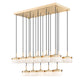 Z-Lite Renaud 47" 17-Light LED-Integrated Modern Gold Steel Frame Feathered White Glass Shade Linear Chandelier