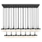 Z-Lite Renaud 59" 23-Light LED-Integrated Matte Black Steel Frame Feathered White Glass Shade Linear Chandelier