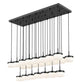 Z-Lite Renaud 59" 23-Light LED-Integrated Matte Black Steel Frame Feathered White Glass Shade Linear Chandelier