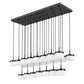 Z-Lite Renaud 59" 23-Light LED-Integrated Matte Black Steel Frame Feathered White Glass Shade Linear Chandelier
