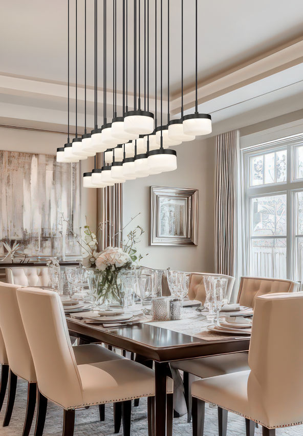 Z-Lite Renaud 59" 23-Light LED-Integrated Matte Black Steel Frame Feathered White Glass Shade Linear Chandelier