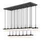 Z-Lite Renaud 59" 23-Light LED-Integrated Matte Black Steel Frame Feathered White Glass Shade Linear Chandelier