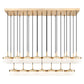 Z-Lite Renaud 59" 23-Light LED-Integrated Modern Gold Steel Frame Feathered White Glass Shade Linear Chandelier