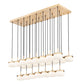 Z-Lite Renaud 59" 23-Light LED-Integrated Modern Gold Steel Frame Feathered White Glass Shade Linear Chandelier