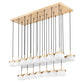 Z-Lite Renaud 59" 23-Light LED-Integrated Modern Gold Steel Frame Feathered White Glass Shade Linear Chandelier