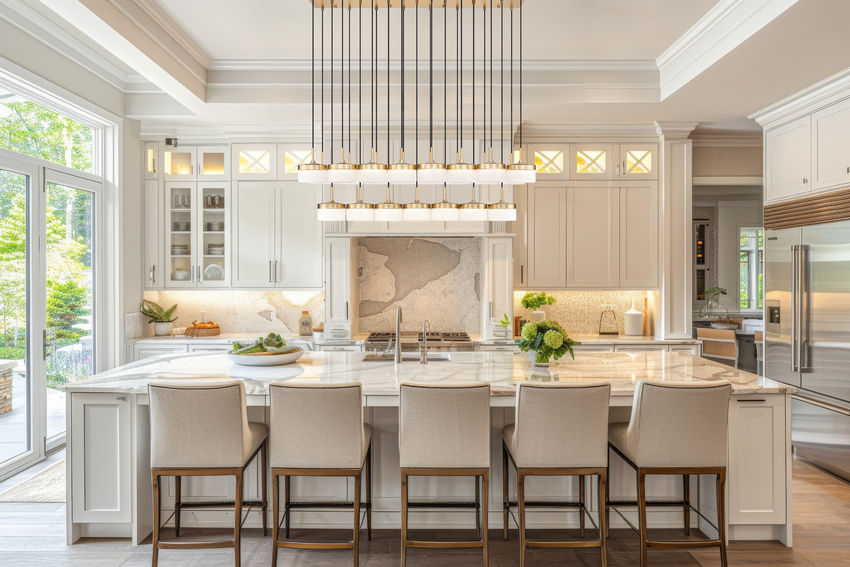 Z-Lite Renaud 59" 23-Light LED-Integrated Modern Gold Steel Frame Feathered White Glass Shade Linear Chandelier