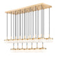 Z-Lite Renaud 59" 23-Light LED-Integrated Modern Gold Steel Frame Feathered White Glass Shade Linear Chandelier