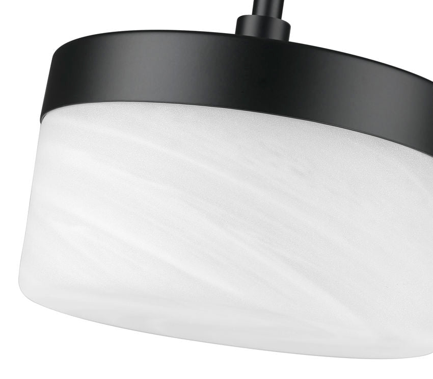 Z-Lite Renaud 7" 1-Light LED-Integrated Matte Black Steel Frame Feathered White Glass Shade Pendant Light