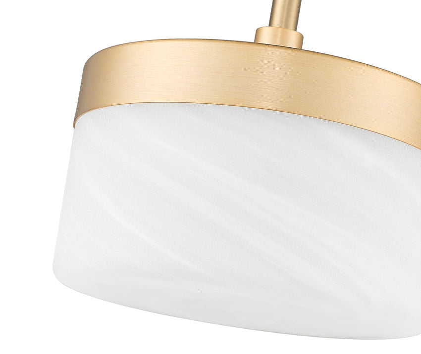 Z-Lite Renaud 7" 1-Light LED-Integrated Modern Gold Steel Frame Feathered White Glass Shade Pendant Light