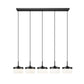 Z-Lite Renaud 7" 5-Light LED-Integrated Matte Black Steel Frame Feathered White Glass Shade Linear Chandelier