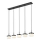 Z-Lite Renaud 7" 5-Light LED-Integrated Matte Black Steel Frame Feathered White Glass Shade Linear Chandelier