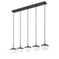 Z-Lite Renaud 7" 5-Light LED-Integrated Matte Black Steel Frame Feathered White Glass Shade Linear Chandelier