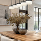 Z-Lite Renaud 7" 5-Light LED-Integrated Matte Black Steel Frame Feathered White Glass Shade Linear Chandelier