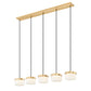 Z-Lite Renaud 7" 5-Light LED-Integrated Modern Gold Steel Frame Feathered White Glass Shade Linear Chandelier