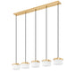 Z-Lite Renaud 7" 5-Light LED-Integrated Modern Gold Steel Frame Feathered White Glass Shade Linear Chandelier