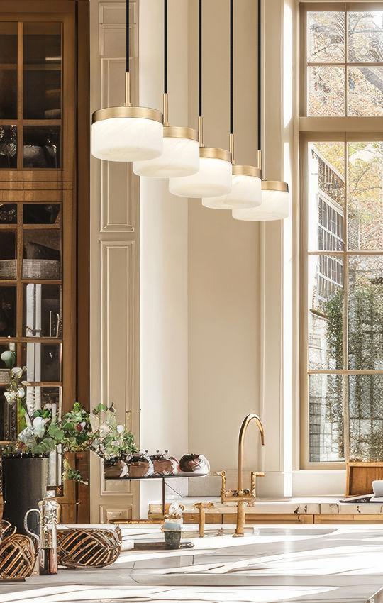 Z-Lite Renaud 7" 5-Light LED-Integrated Modern Gold Steel Frame Feathered White Glass Shade Linear Chandelier