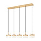 Z-Lite Renaud 7" 5-Light LED-Integrated Modern Gold Steel Frame Feathered White Glass Shade Linear Chandelier