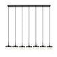 Z-Lite Renaud 7" 7-Light LED-Integrated Matte Black Steel Frame Feathered White Glass Shade Linear Chandelier