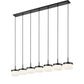Z-Lite Renaud 7" 7-Light LED-Integrated Matte Black Steel Frame Feathered White Glass Shade Linear Chandelier