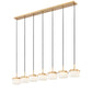 Z-Lite Renaud 7" 7-Light LED-Integrated Modern Gold Steel Frame Feathered White Glass Shade Linear Chandelier