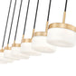Z-Lite Renaud 7" 7-Light LED-Integrated Modern Gold Steel Frame Feathered White Glass Shade Linear Chandelier