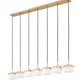 Z-Lite Renaud 7" 7-Light LED-Integrated Modern Gold Steel Frame Feathered White Glass Shade Linear Chandelier
